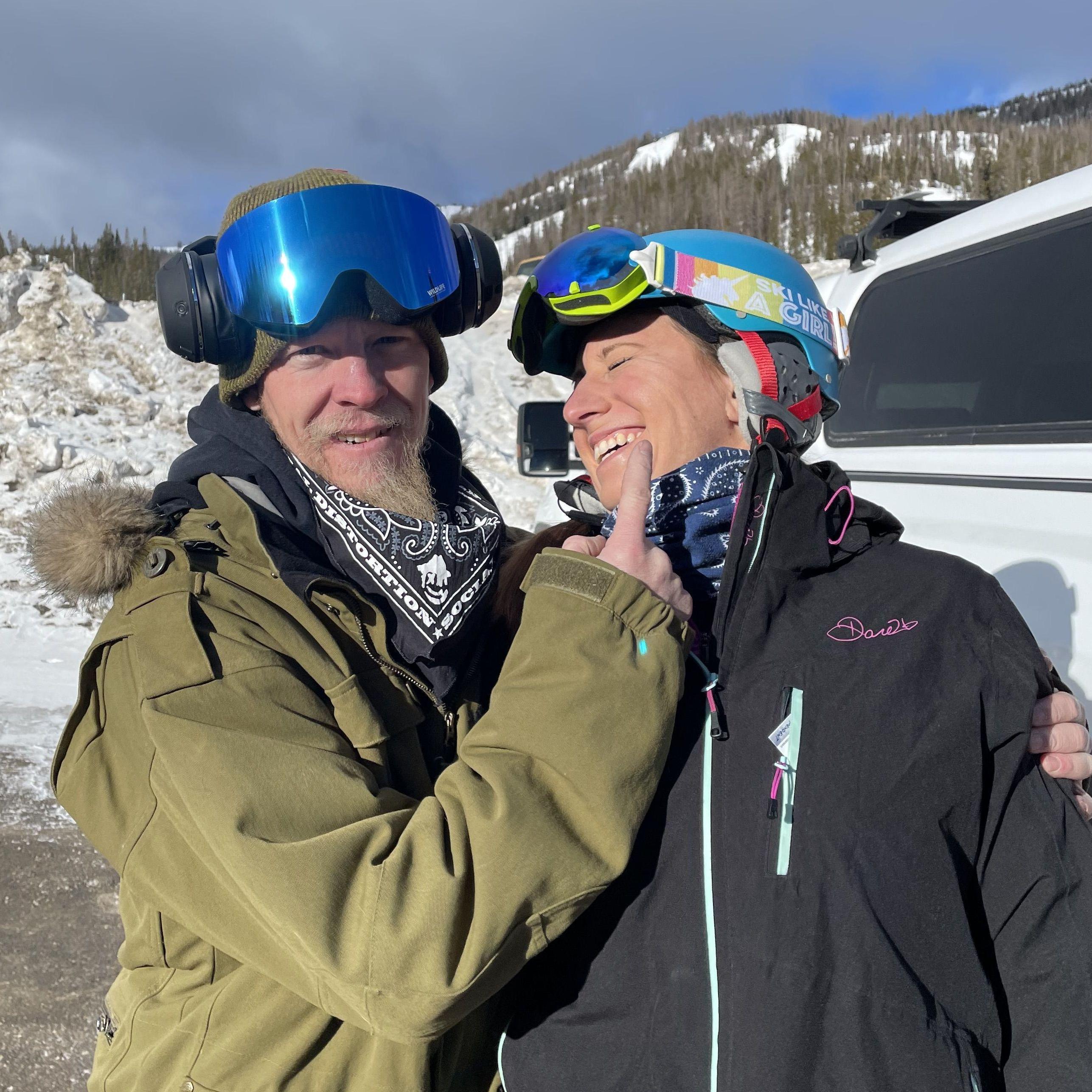 Typical knuckle-dragger shenanigans with his two-planker ol' lady on their first ski trip to Monarch in early 2021