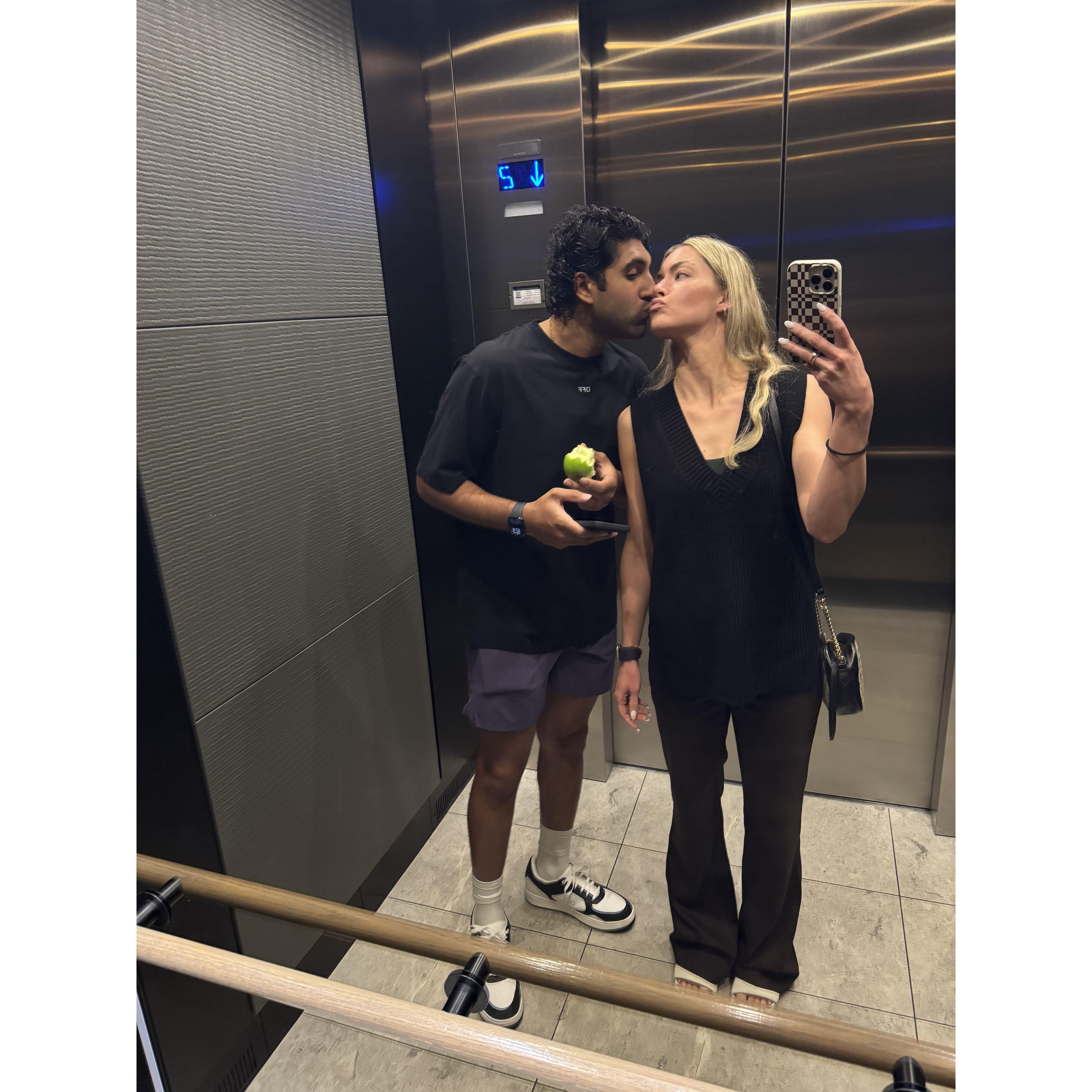 Elevator selfie on our latest trip to ATL.
