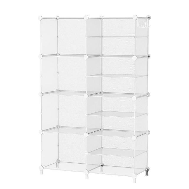 AWTATOS Closet Organizer 8 Cube Storage Shelves Clothes Organizers Closet Storage Stackable Cubby Shelving for Closet Bedroom Living Room Office, Transparent Twill