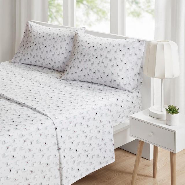 Twin Novelty Printed Sheet Set Gray Llamas