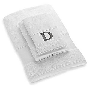 Avanti Silver Block Letter Monogram Letter "D" Turkish Cotton Cuff Bath Towel in White