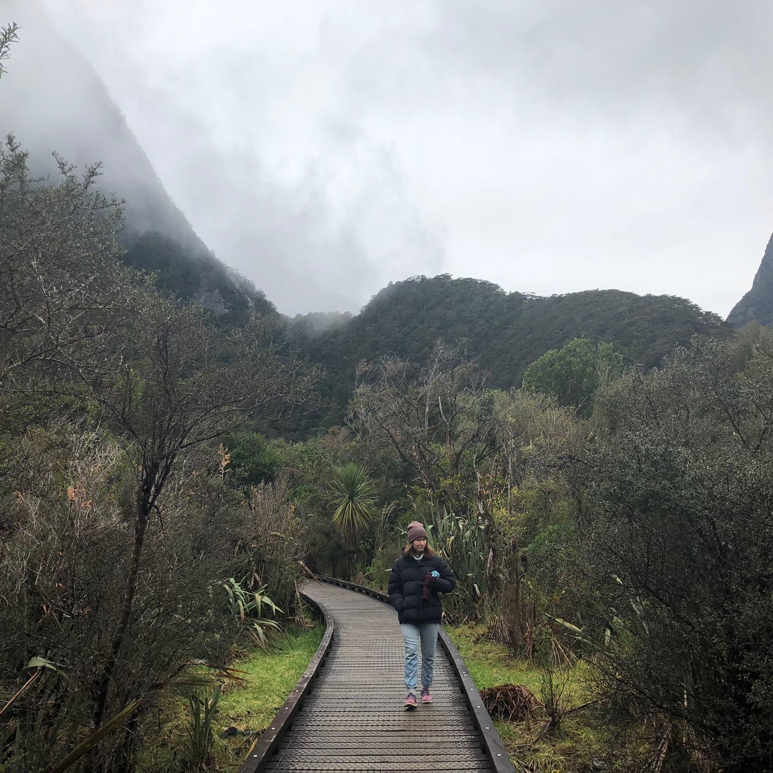 Vic on the boardwalk at Piopiotahi.