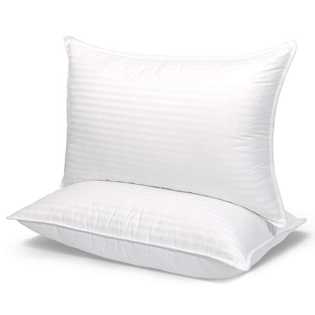 COZYDREAM Hotel Quality Pillows for Sleeping [Set of Two] Premium Plush Fiber, 100% Breathable Cotton Cover Dust Mite Resistant Skin-Friendly Hypoallergenic, Queen Size, 20"x30", White