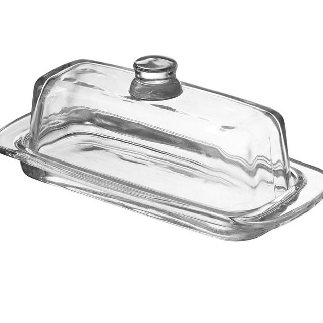 Glass Butter Dish with Handled Lid