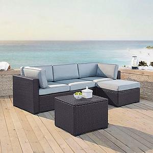 Crosley Biscayne 4-Piece Resin Wicker Sectional Set with Cushions in White