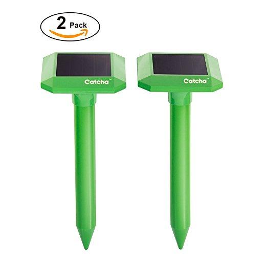 Catcha Solar Powered Sonic Mole Repeller Control Mole, Voles, Gopher Rats and Mice Chaser Spike