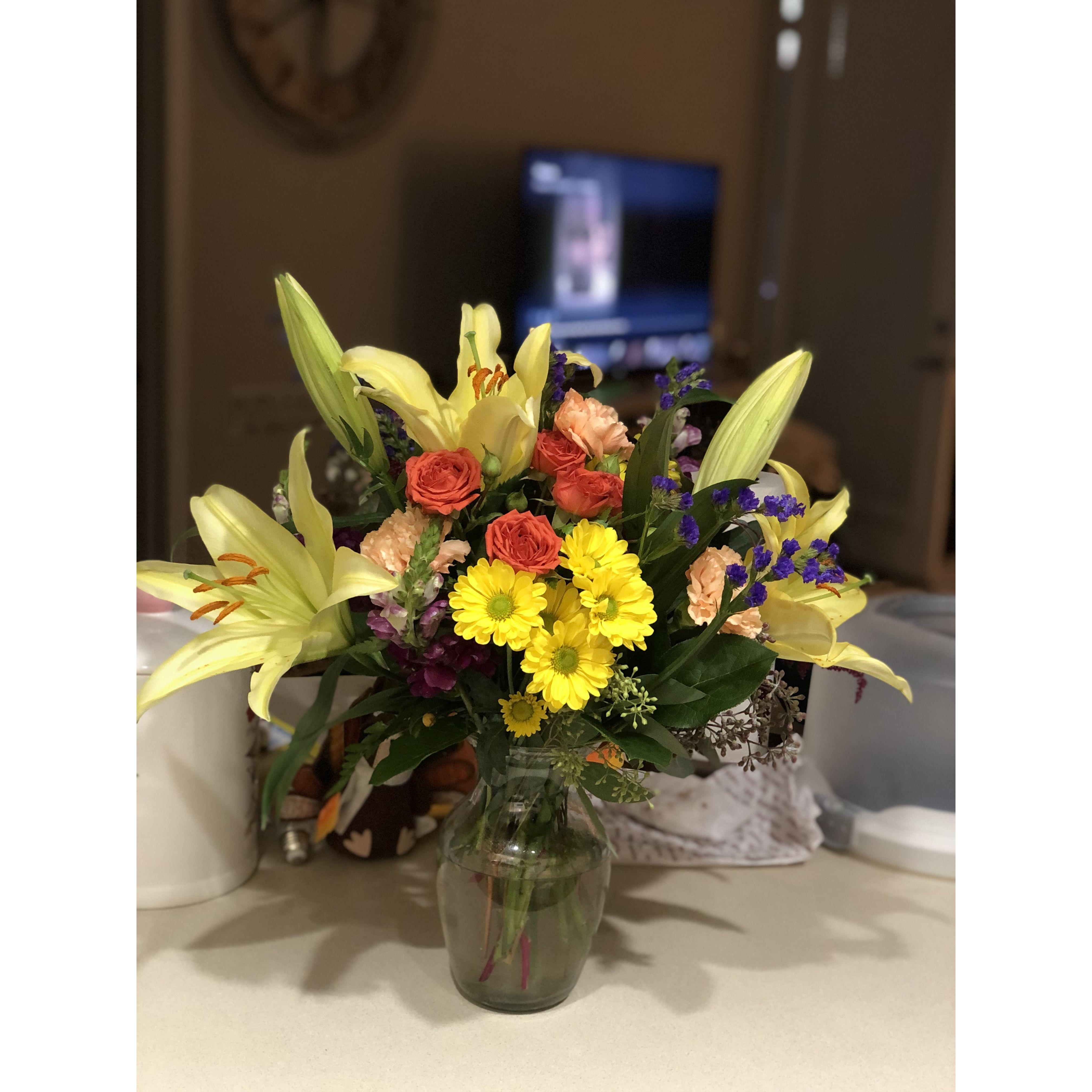 Joey loves to get me flowers