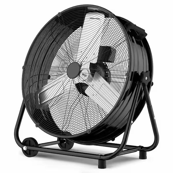 Fjordlyn 36 in. High Velocity Industrial Drum Fan, 13600 CFM, 3-Speed Heavy Duty Floor Fan with Wheels, Black HDFT36-BB