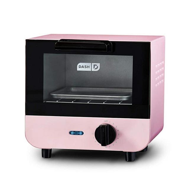 Dash DMTO100GBPK04 Mini Toaster Oven Cooker for Bread, Bagels, Cookies, Pizza, Paninis & More with Baking Tray, Rack, Auto Shut Off Feature, Pink