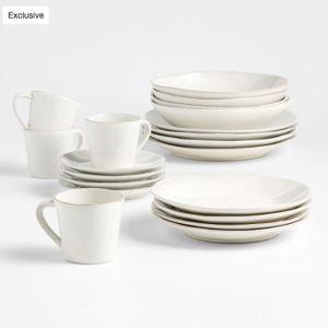 Marin White Recycled 16-Piece Dinnerware Set + Reviews | Crate & Barrel