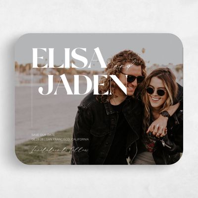White Rounded Wedding Save the Date - Carlisle Photo