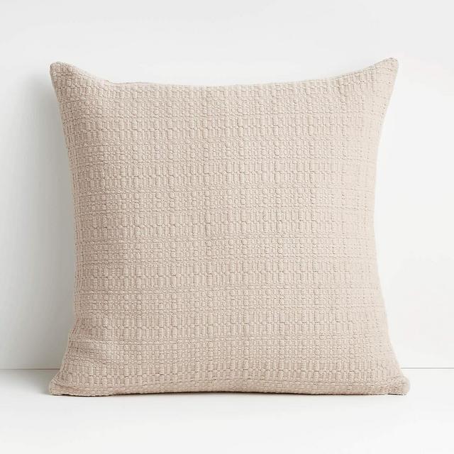 Bari 20"x20" Taupe Knitted Throw Pillow with Down-Alternative Insert