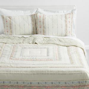 Blue and Coral Squares Dalia Quilt