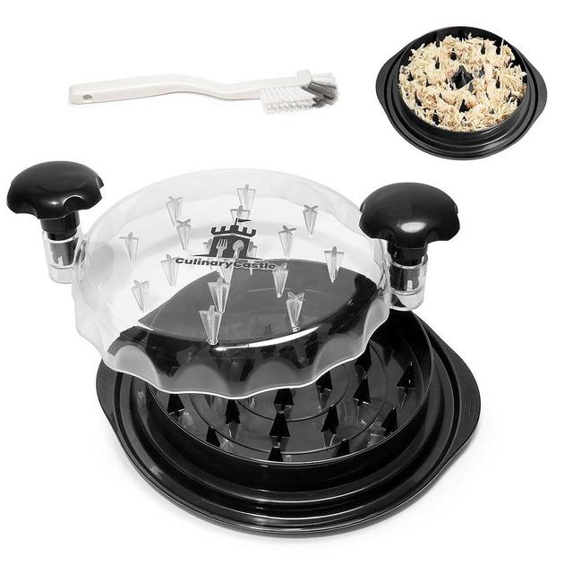 CulinaryCastle Chicken Shredder, 9.8" Visible Chicken Breast Shredder Tool Twist, Chicken Shredder Bowl with Ergonomic Handle, Anti-Slip, Cleaning Brush, Heat Resistant, BPA Free Meat Shredder