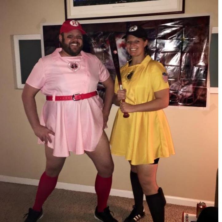 First Halloween as Marla Hooch (Alex) and Kit (Kit). We are members of the All-American team