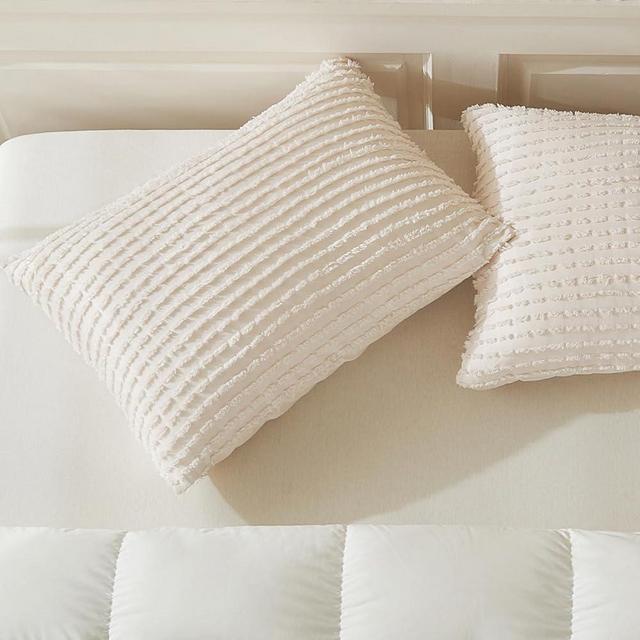 WARMDERN Beige Pillow Covers Queen Standard Pillow Cases Soft Microfiber Pillow Cases Set of 2 Boho Textured Pillowcase with Envelope Closure(White, Queen/Standard 20x26inches)
