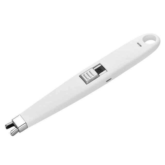 Homate USB Rechargeable Candle Lighter with a Hook, Multi-Purpose Windproof Flameless Electronic Arc Lighter – (White)