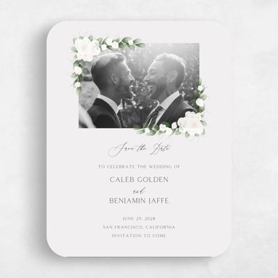 Grey Rounded Wedding Save the Date - Aldeney Photo
