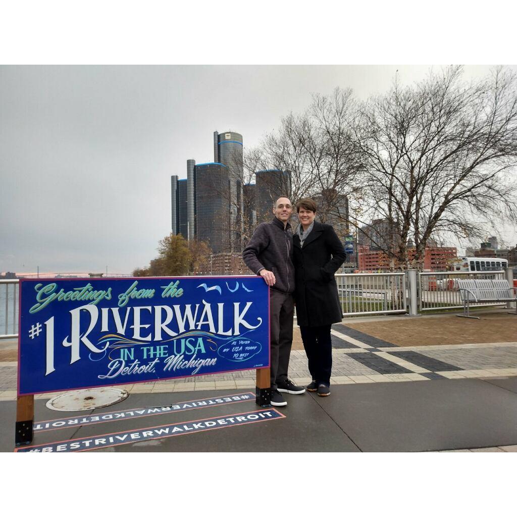 Rachel's first trip to visit Matt in Detroit - it isn't the Erie Canal, but the Detroit Riverwalk is equally awesome!