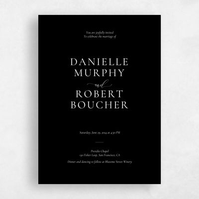 Black Wedding Invitation - Barnell Portrait