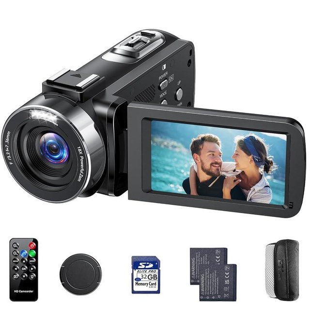CAMWORLD 4K Video Camera Camcorder 42MP YouTube Vlogging Camera 18X Digital Zoom Webcam 3.0 Inch 270 Degree Rotation Screen Camcorders with 32G SD Card and 2 Batteries Recording While Charging