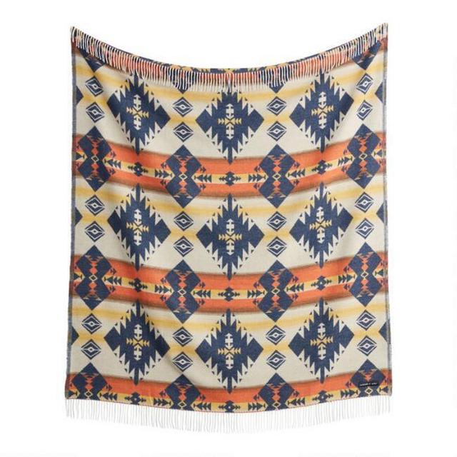Sackcloth & Ashes Navy and Orange Diamond Throw Blanket