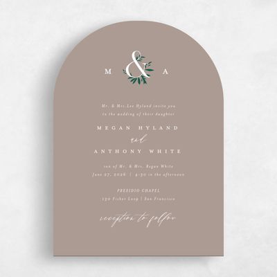 Rich Taupe, Brown Wedding Invitation - Jackson Classic