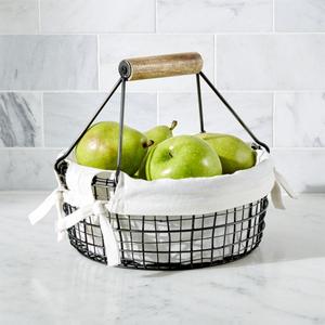 Bendt Handled Fruit Basket with Cloth Liner