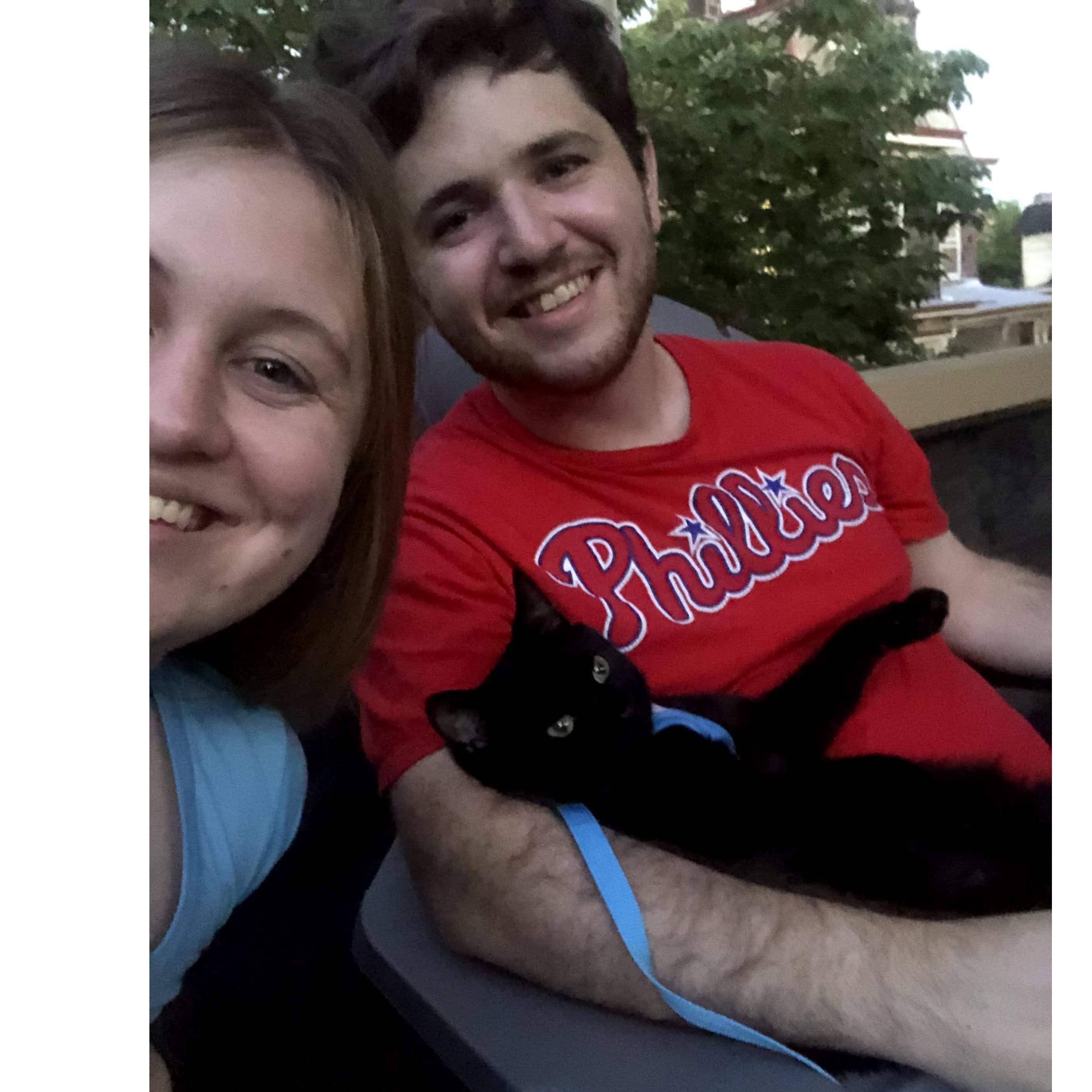 Porch time with our cat Gizmo!