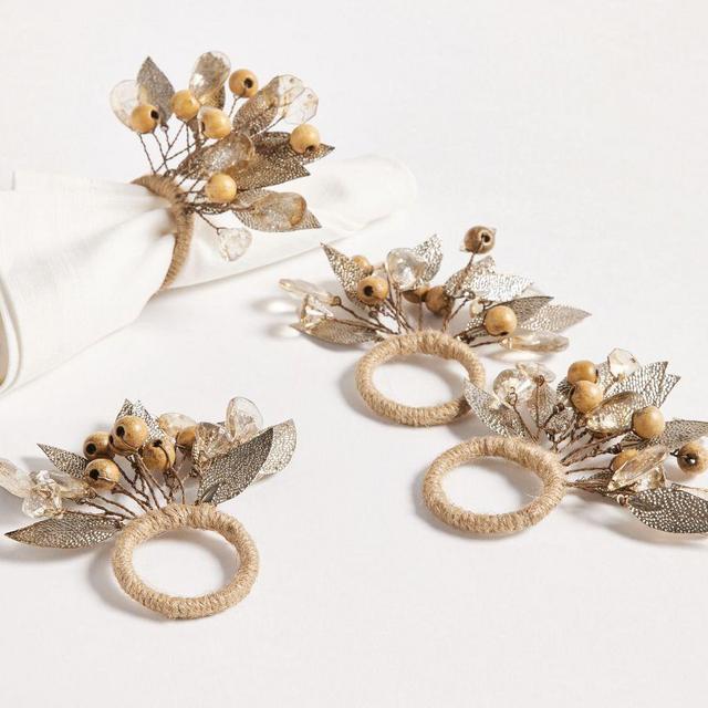 Rustic Leaf Napkin Rings, Set of 4