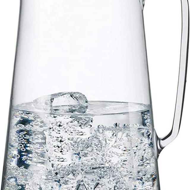 SIMAX Glassware Clear Glass Pitcher | for Cold Beverages, Dishwasher Safe, Angled Cylinder Design, 2.5 Quart Capacity