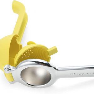 KitchenAid Citrus Juice Press Squeezer for Lemons and Limes with Seed Catcher and Pour Spout, Lemon, 8 Inch