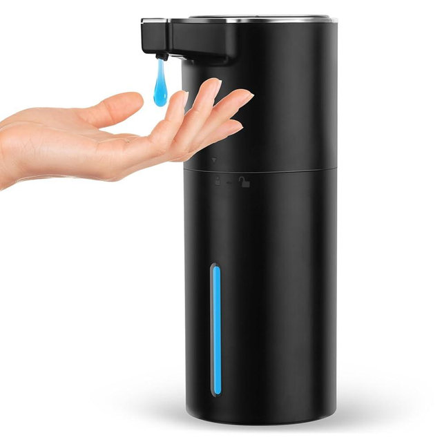 Automatic Soap Dispenser Liquid for Bathroom: 14 OZ Wall Touchless - Plastic Black 4-Level Adjustable Modern Auto Electric Soap Dispenser - Kitchen Hand Dish Lotion Kids Family