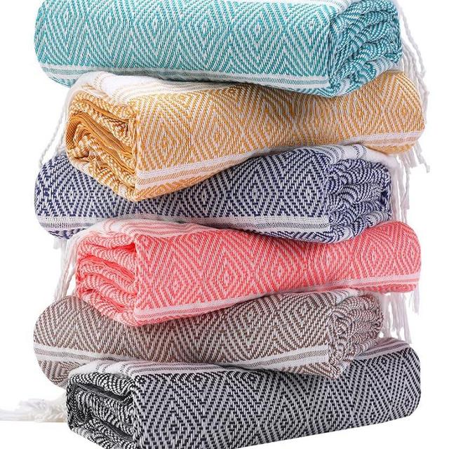 6 Packs Oversized Cotton Turkish Beach Towels Set Bulk 74"x38" Extra Large Sand Free Quick Dry Absorbent Swim Bath Camping Pool Towel Travel Blanket Adult Essentials Cruise Accessories Vacation Gift