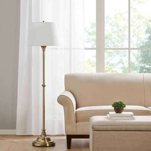 Hampton Hill 16"x59" Aelorian Floor Warm Soft Classic Elegant Lamp: Iron Base, Polyester Shade, UL Listed
