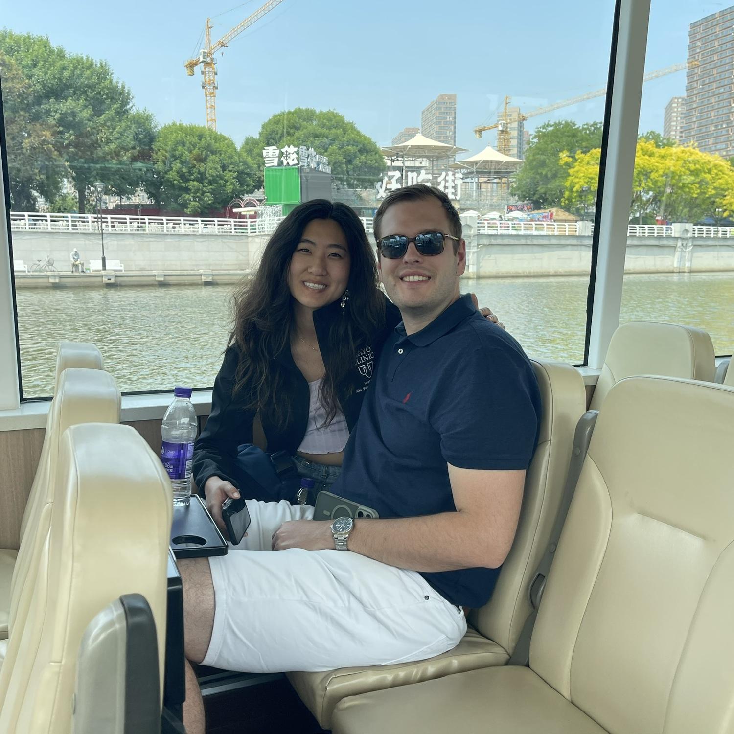 Griffen’s first time visiting Cece’s hometown in Tianjin, China. They went on a river cruise down the Hai river!