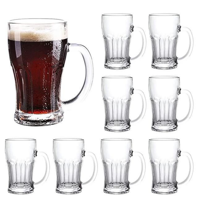 Beer Mugs Set,Glass Mugs With Handle 18oz,Large Beer Glasses For Freezer,Beer Cups Drinking Glasses 520ml,Pub Drinking Mugs Stein Water Cups For Bar,Alcohol,Beverages Set of 8…