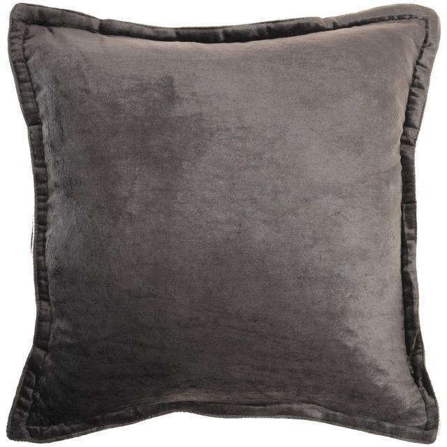 20"x20" Oversize Sofia Solid Velvet Flange Square Throw Pillow Charcoal - Mina Victory