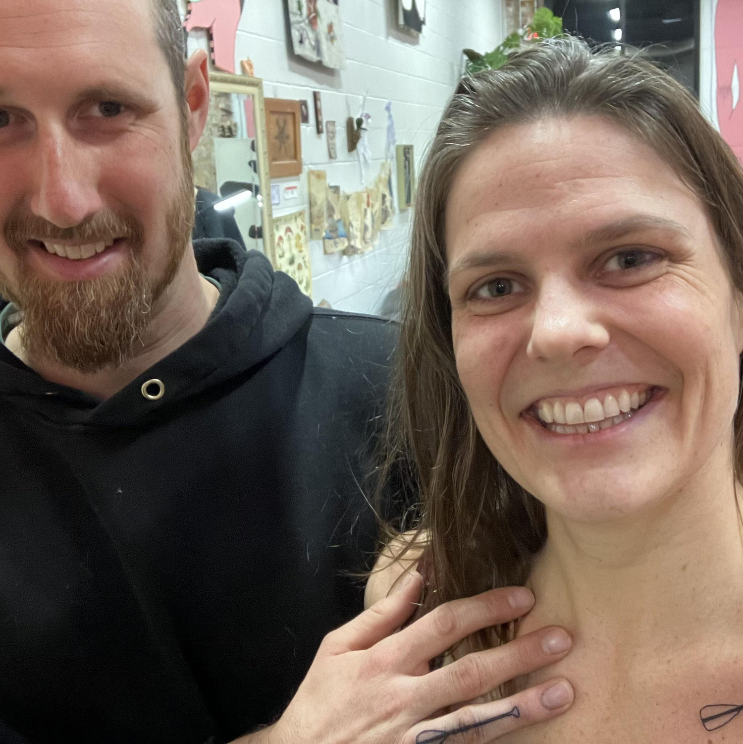 Shortly after getting engaged Andy and Anna got matching paddle tattoos.