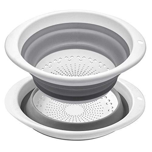 QiMH Kitchen Collapsible Colander Set of 2-5 Quart Silicone Food Strainer with Non-slip Handles - Dishwasher Safe - Heavey Duty Foldable BPA Free Kitchen Drainer Basket for Pasta, Veggies and Fruits