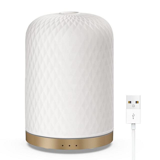 Essential Oil Diffusers with USB Cable, Ceramic Diffuser with Minimalistic Style, Diffusers for Essential Oils Large Room, Warm Ambient Light, Aromatherapy Diffuser Home Decor, Gift Choice, MOS-M32