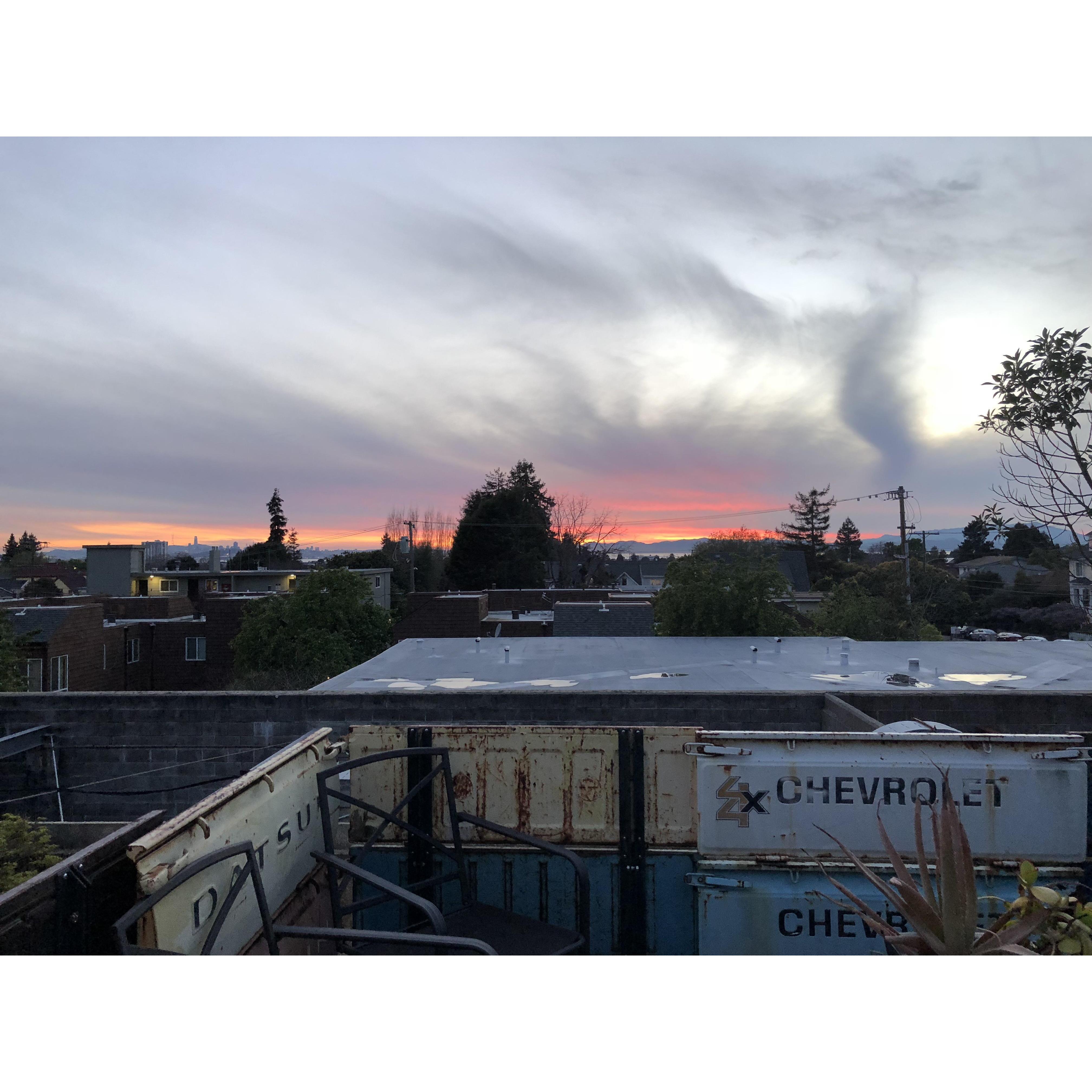 Our car parts house. If you squint, you can see San Francisco! (March 2018, Berkeley, CA)