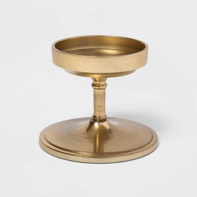 4.2" x 3.5" Brass Pillar Candle Holder Gold - Threshold™