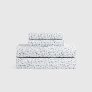 Classic Organic Percale Sheet Set in Blue Garden