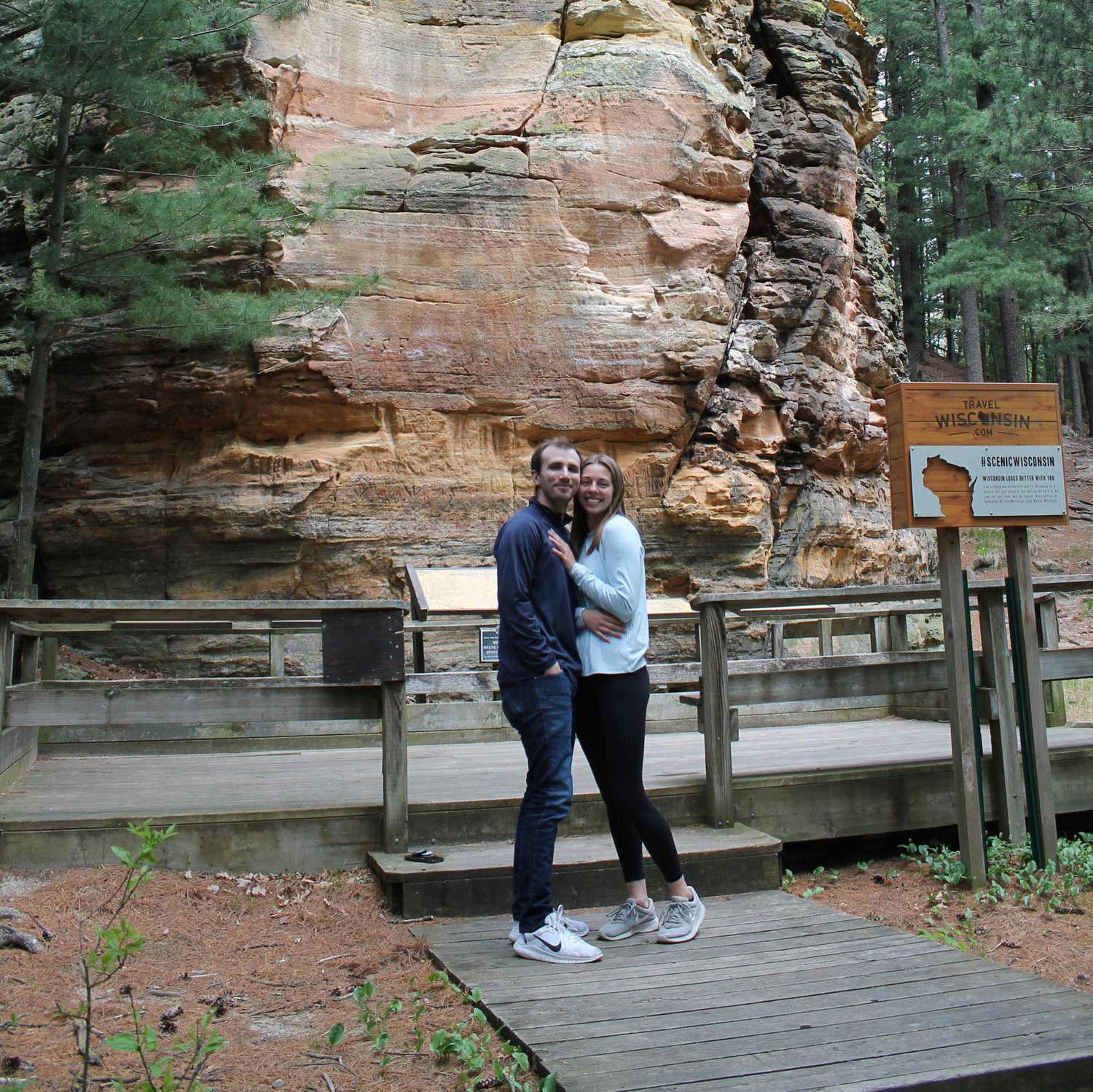 David proposed at Roche-a-Cri State Park by the petroglyphs (only because the stairs to the lookout were closed from a fire).