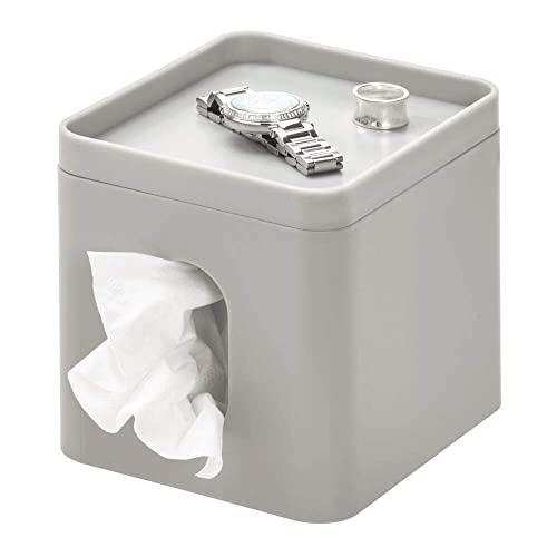 iDesign Cade Facial Tissue Cover, Boutique Box Bathroom Holder for Vanity, Countertops, Desk, Office, Dorm, 15.5 cm x 13.1 cm x 13.7 cm, Matte Gray
