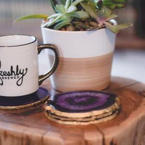Agate Coasters - Purple Geode Slice - (Set of 2, 4, 6, 8) Stone Coasters - Perfect Housewarming or Wedding Gift!