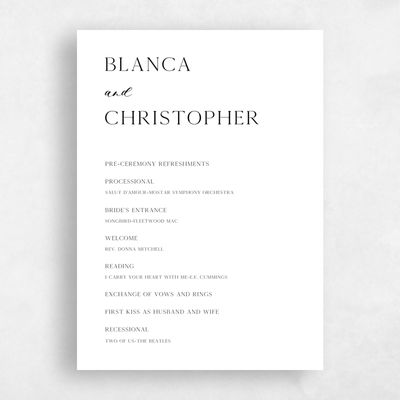 White Wedding Program - Gendron
