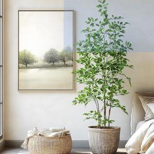 Bailikang Artificial Ficus Tree Indoor 6ft, Large Potted Faux Tree with Realistic Silk Leaves & Trunk for Home Office, Living Room Corner Decor