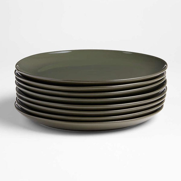 Hudson Burnt Green Stoneware Dinner Plates, Set of 8